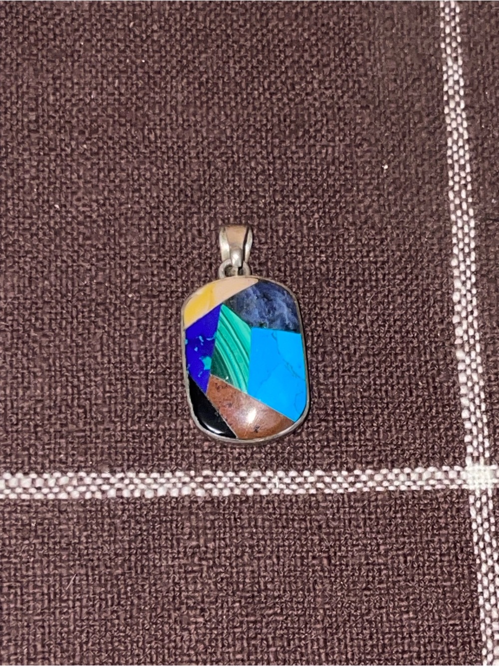 Taxco Mexico 925 Sterling Turquoise Malachite Sugilite & Azurite Pendant